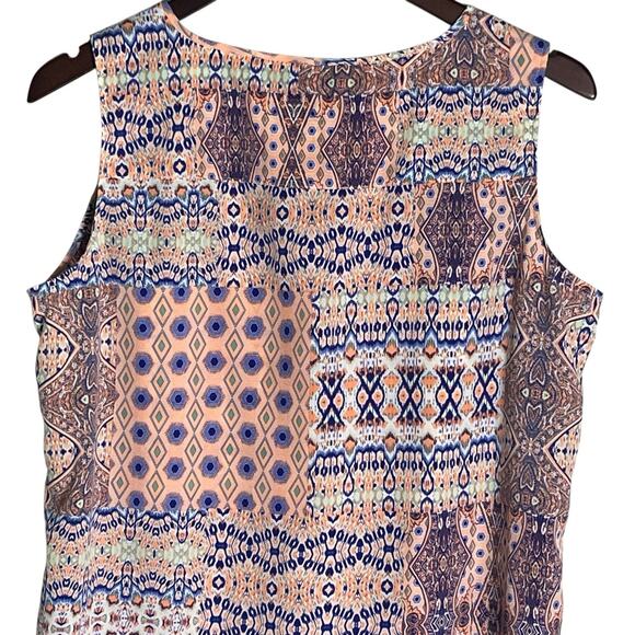 Talbots Petites Tunic Top Size X P Lightweight Half Button Tie Neck Mixed Print - Picture 4 of 8